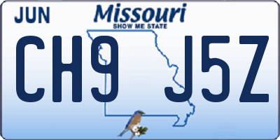 MO license plate CH9J5Z