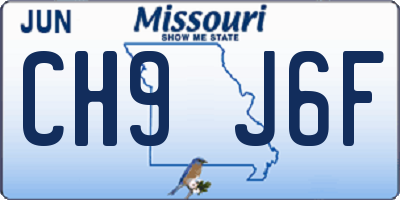 MO license plate CH9J6F
