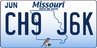 MO license plate CH9J6K