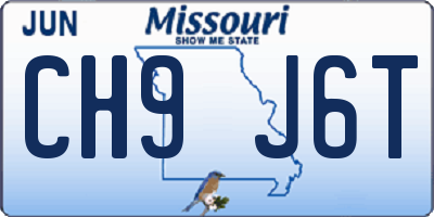 MO license plate CH9J6T