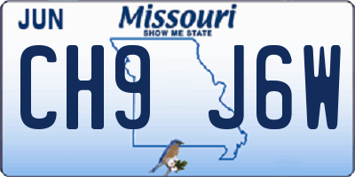 MO license plate CH9J6W