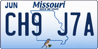 MO license plate CH9J7A
