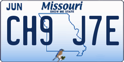 MO license plate CH9J7E