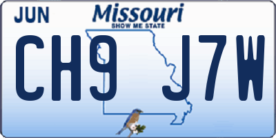 MO license plate CH9J7W