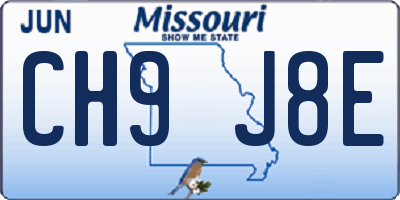 MO license plate CH9J8E