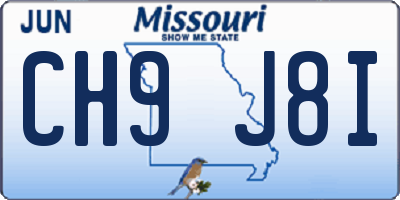 MO license plate CH9J8I