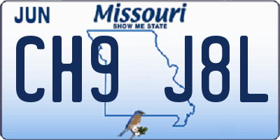 MO license plate CH9J8L
