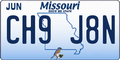 MO license plate CH9J8N
