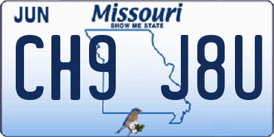 MO license plate CH9J8U
