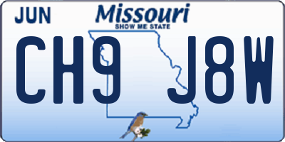MO license plate CH9J8W