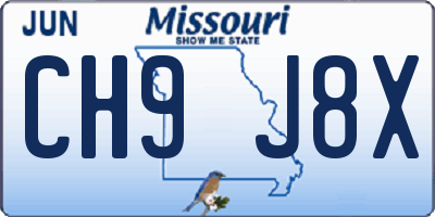 MO license plate CH9J8X