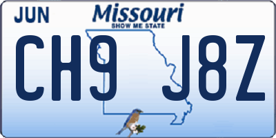 MO license plate CH9J8Z