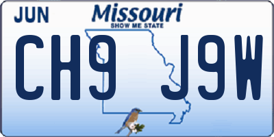 MO license plate CH9J9W
