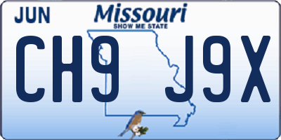 MO license plate CH9J9X