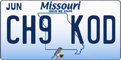 MO license plate CH9K0D