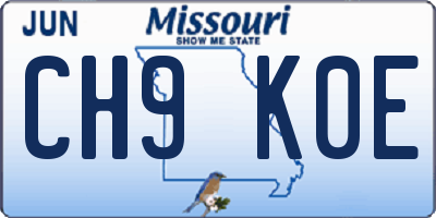 MO license plate CH9K0E