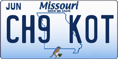 MO license plate CH9K0T