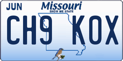 MO license plate CH9K0X