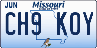 MO license plate CH9K0Y