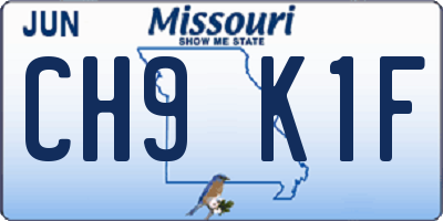 MO license plate CH9K1F