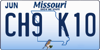 MO license plate CH9K1O
