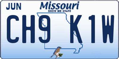 MO license plate CH9K1W