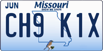 MO license plate CH9K1X