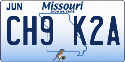MO license plate CH9K2A