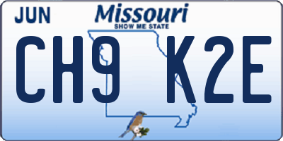 MO license plate CH9K2E