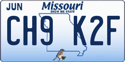 MO license plate CH9K2F