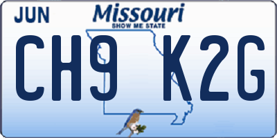 MO license plate CH9K2G