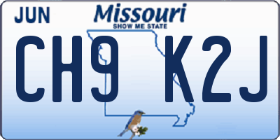 MO license plate CH9K2J