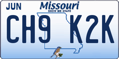 MO license plate CH9K2K