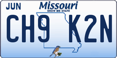 MO license plate CH9K2N