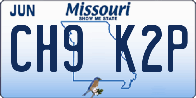 MO license plate CH9K2P