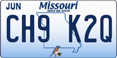 MO license plate CH9K2Q