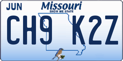 MO license plate CH9K2Z