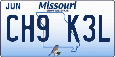 MO license plate CH9K3L