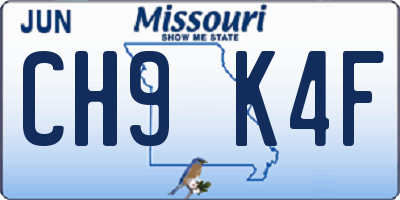MO license plate CH9K4F