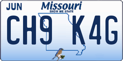 MO license plate CH9K4G