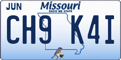MO license plate CH9K4I