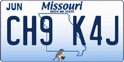 MO license plate CH9K4J