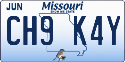 MO license plate CH9K4Y