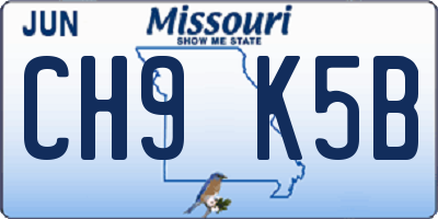 MO license plate CH9K5B