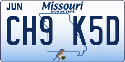 MO license plate CH9K5D