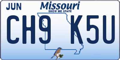 MO license plate CH9K5U