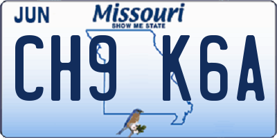 MO license plate CH9K6A
