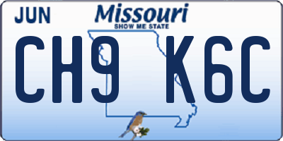 MO license plate CH9K6C