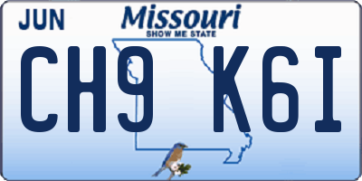 MO license plate CH9K6I