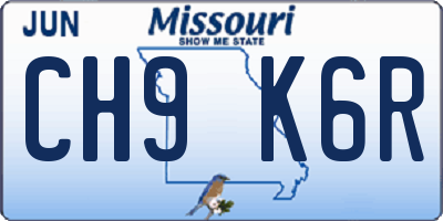 MO license plate CH9K6R